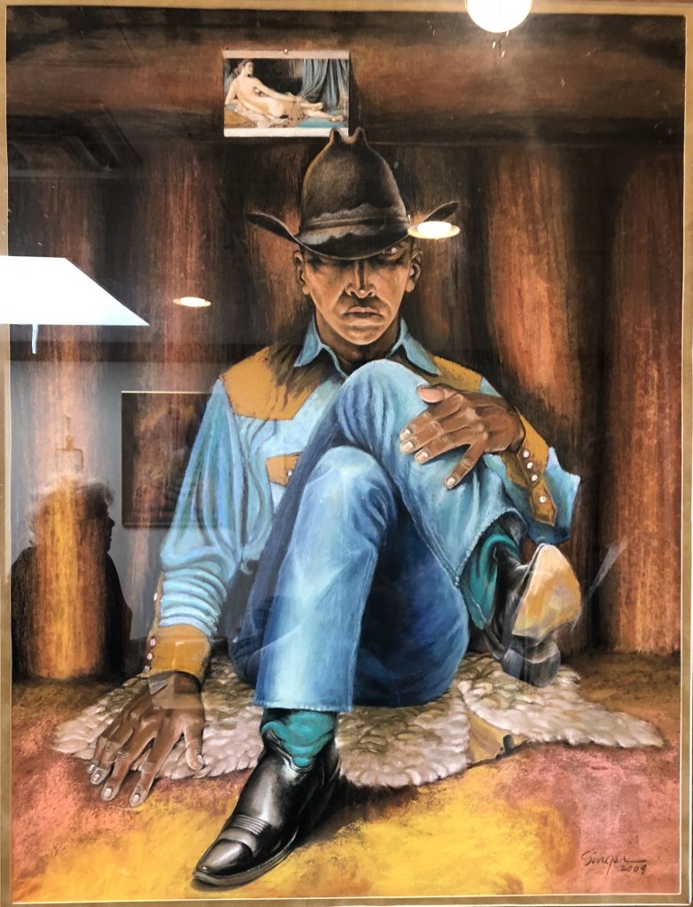 Painting of Navajo cowboy by Navajo artist Ed Singer